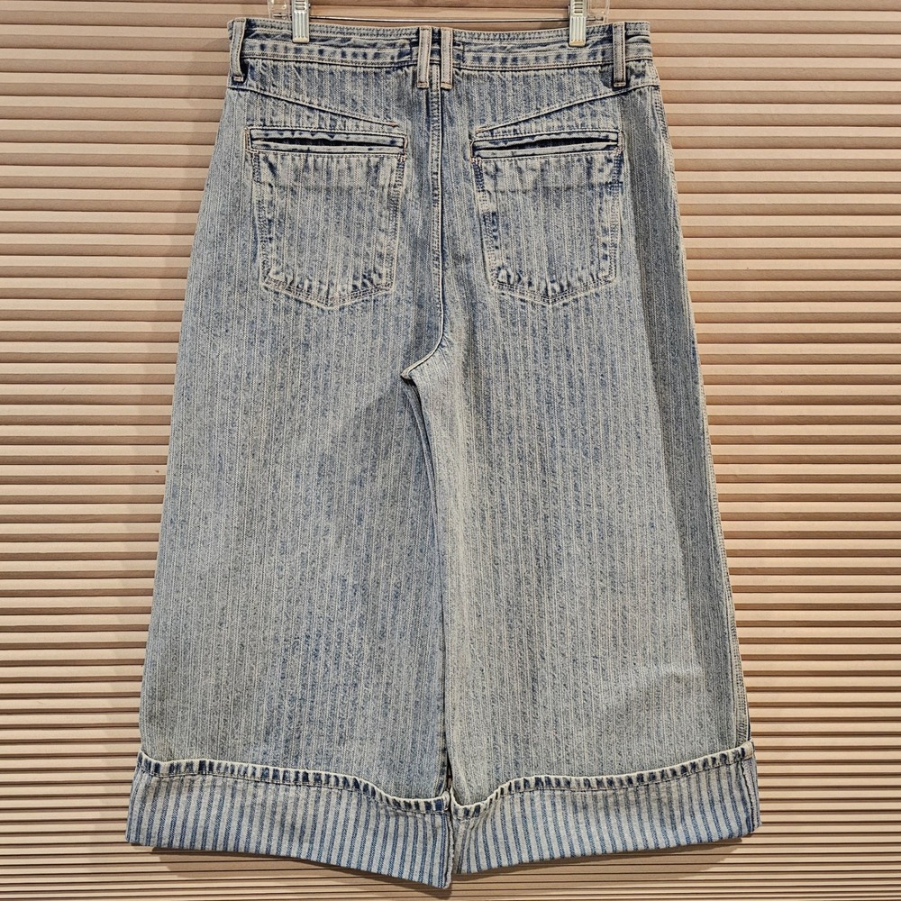 We The Free Free People Brette Wide Leg Cropped Jeans Light Wash Pin Striped 31 - Picture 5 of 11